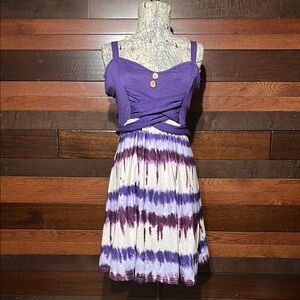 No Brand Tag Purple and White Tie-Dye Women's Dress